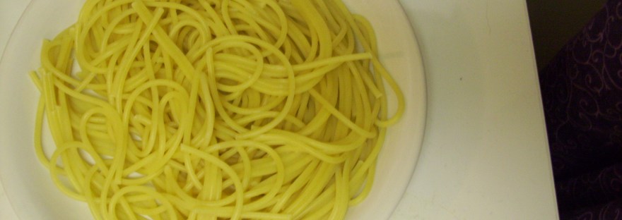 Image of plain cooked spaghetti on a white plate
